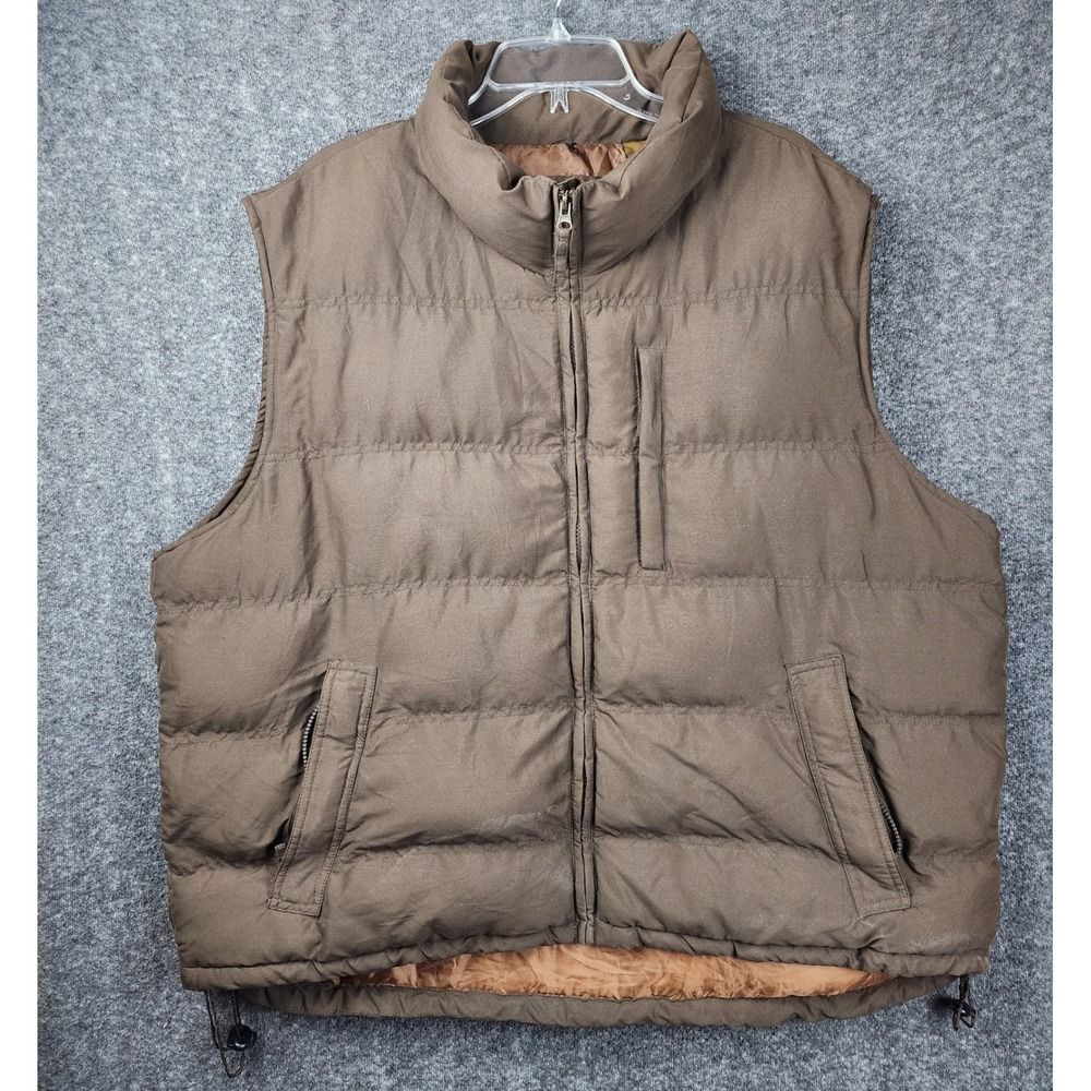St. Johns Bay Puffer Vest Men 2XL Brown Quilted Full Zip Mock Neck Outdoor